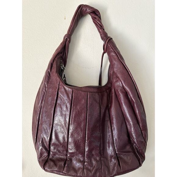 *Donald J Pliner* Plum Purple Oxblood Leather Handbag - Picture 1 of 7